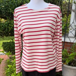 L.L. Bean Red and White Striped Long Sleeve Top